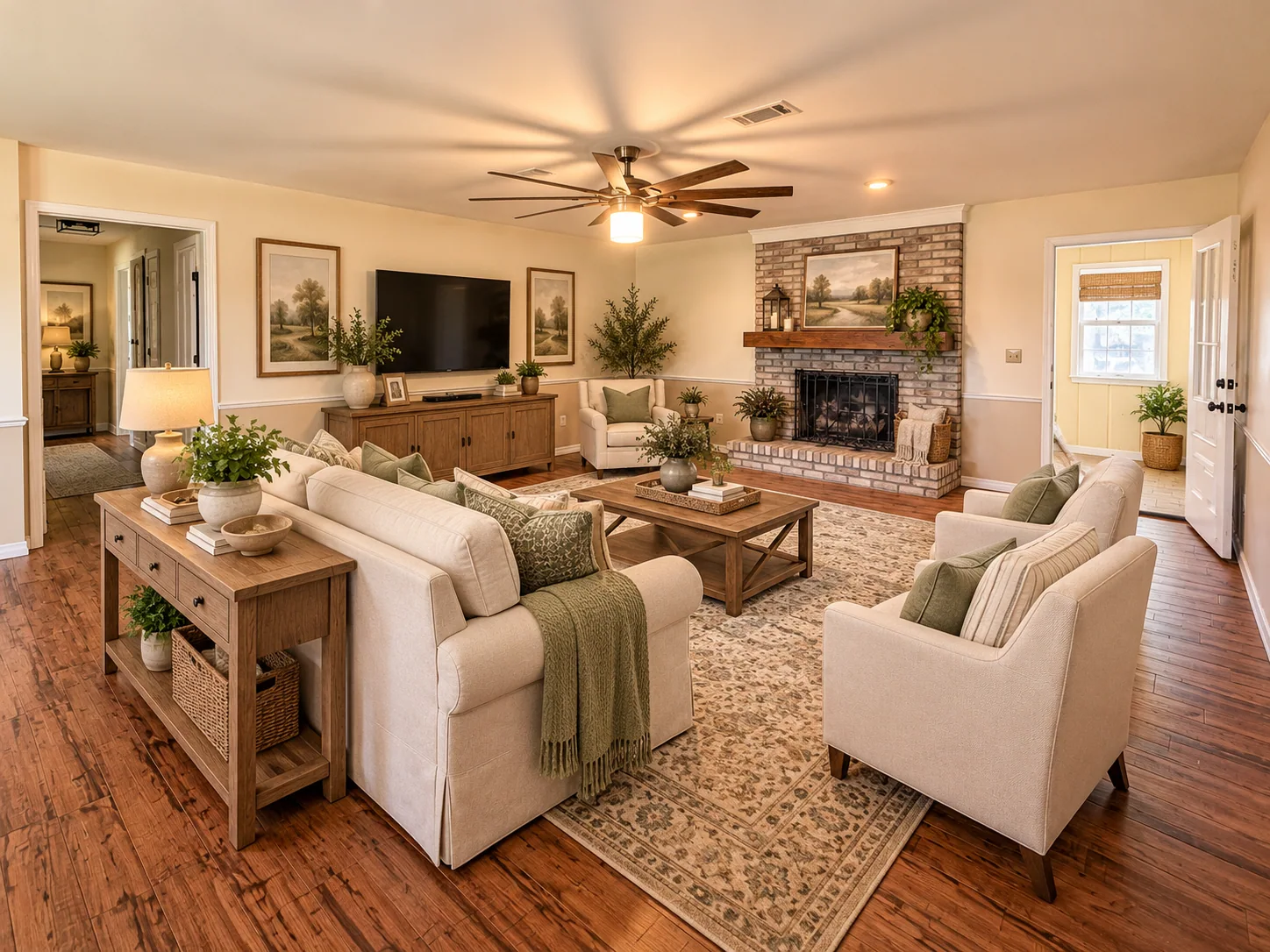 Virtually staged living room at 49 CR 178